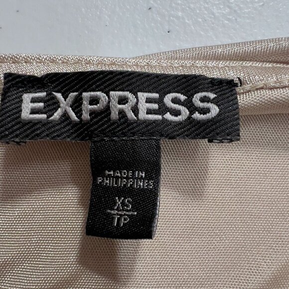 Express Women's Cowl Neck Champagne Metallic Halter Top Size XS - Picture 5 of 7